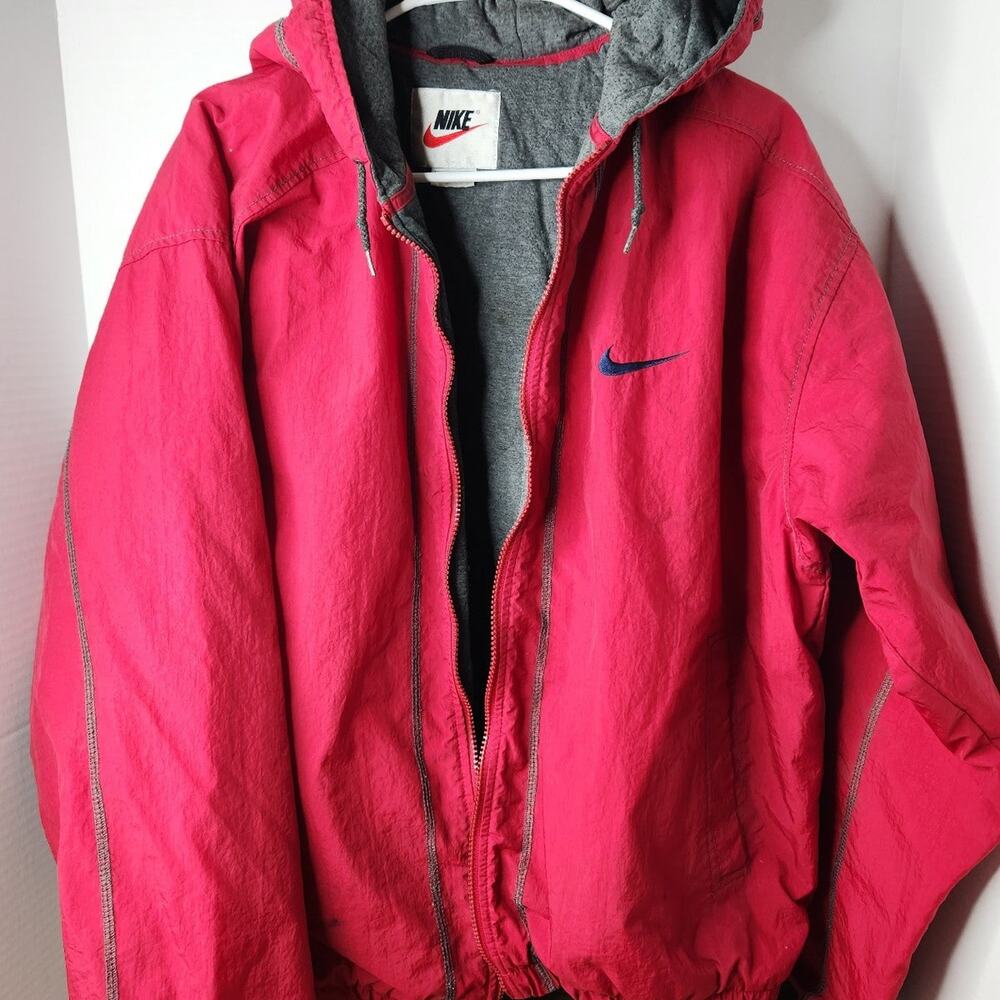 Vintage Nike Red Jacket Swoosh Logo Zip Up 90's Men's Large